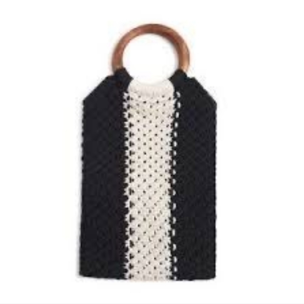 Mini Macrame Crochet Bag Black Summer Boho New